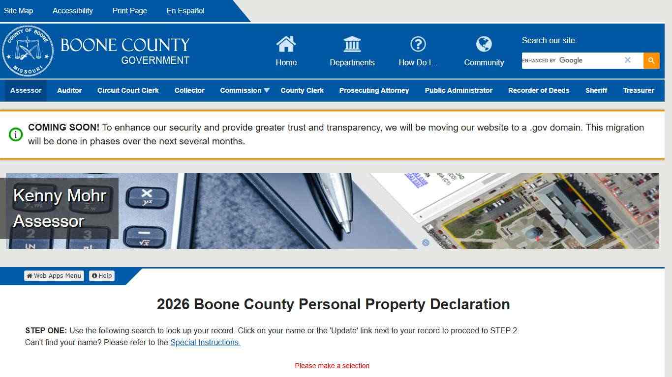Boone County Personal Property Declaration
