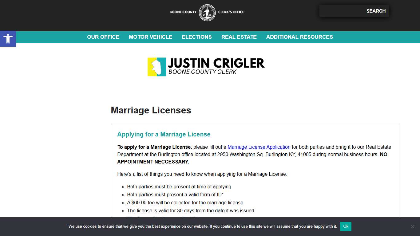 MARRIAGE LICENSES - Boone County Clerk's Office